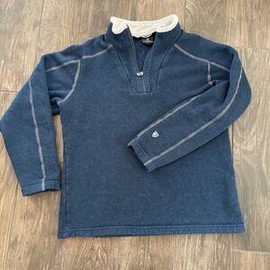 Kuhl Alfpaca Pullover Mens Large Blue Sweater Fleece Sherpa Hike Camp Hunt Trail